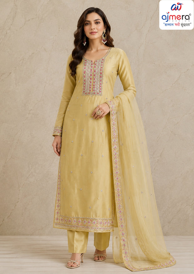 Elegant Mal Chanderi Unstitched Suit | VAA-CATWALK