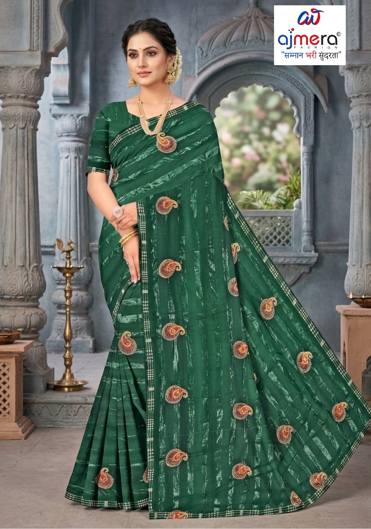 Rimzim Satin Dyed Matching Saree with Blouse Piece for Premium Ethnic and Traditional Wear | VKM-HIGH COURT