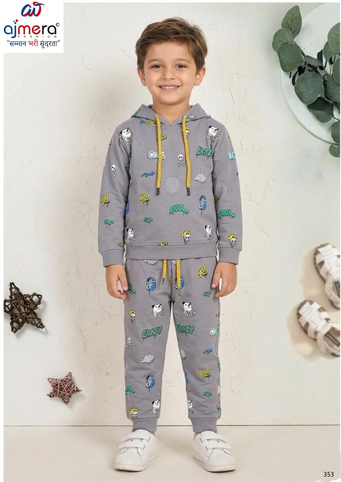 Boys Hoodie T-Shirt Pant Set Wholesale in Surat | KCE-12487