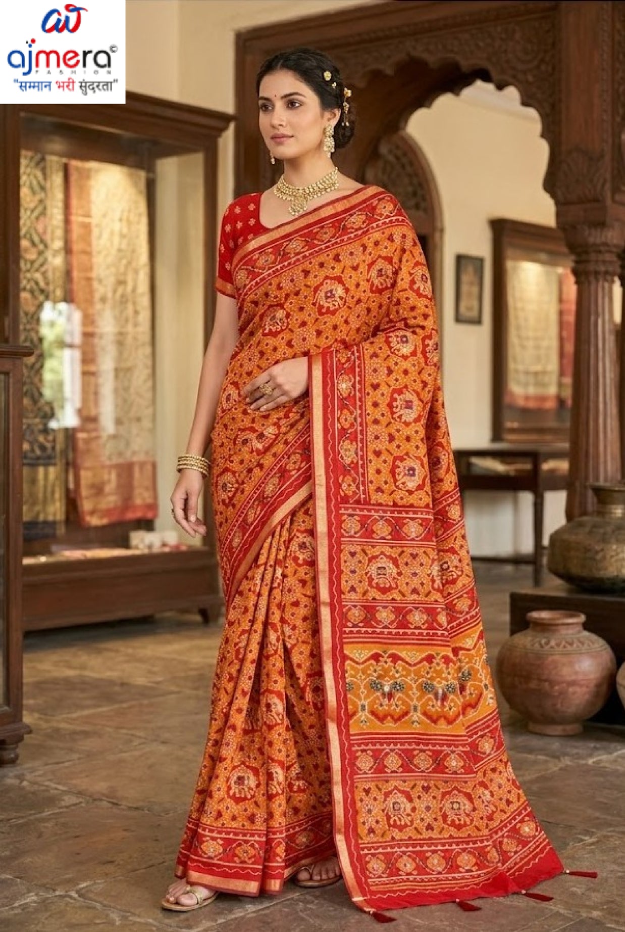 Graceful Printed Saree with Blouse Piece for Modern Ethnic Fashion  | VER-SHANTI-47831