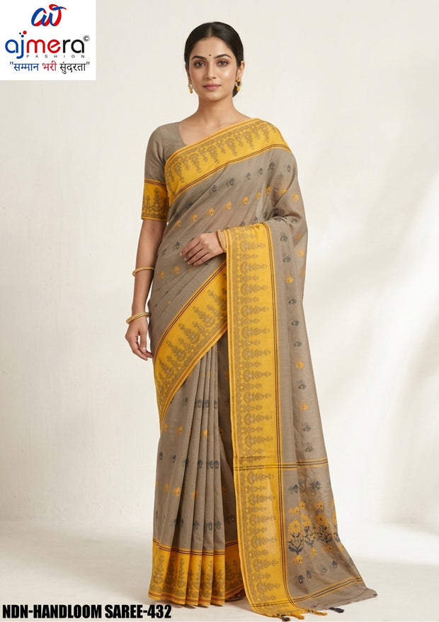 Handloom Cotton Saree with Without Blouse for Premium Ethnic and Traditional Wear | NDN-HANDLOOM SAREE-432