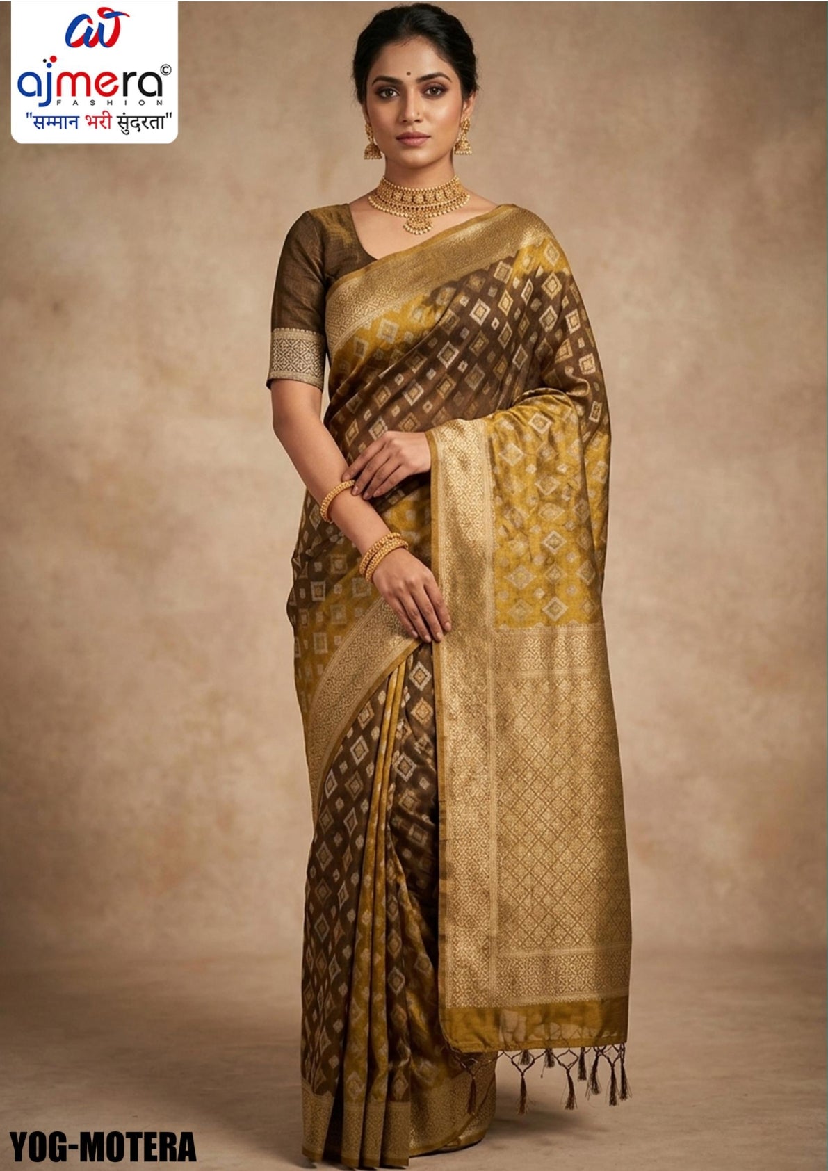 Premium Jacquard Silk Saree with Matching Blouse Piece for Ethnic Celebrations | YOG-MOTERA