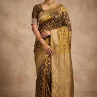 Premium Jacquard Silk Saree with Matching Blouse Piece for Ethnic Celebrations | YOG-MOTERA