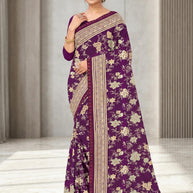 Dyed Matching Saree Exporter with Blouse Piece for Premium Ethnic and Traditional Wear | RRJ-JALPARI