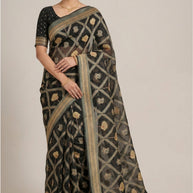 Dull Moss Brasso Print Loose Saree with Blouse for Premium Ethnic and Traditional Wear | BMS-DIGITAL INDIA