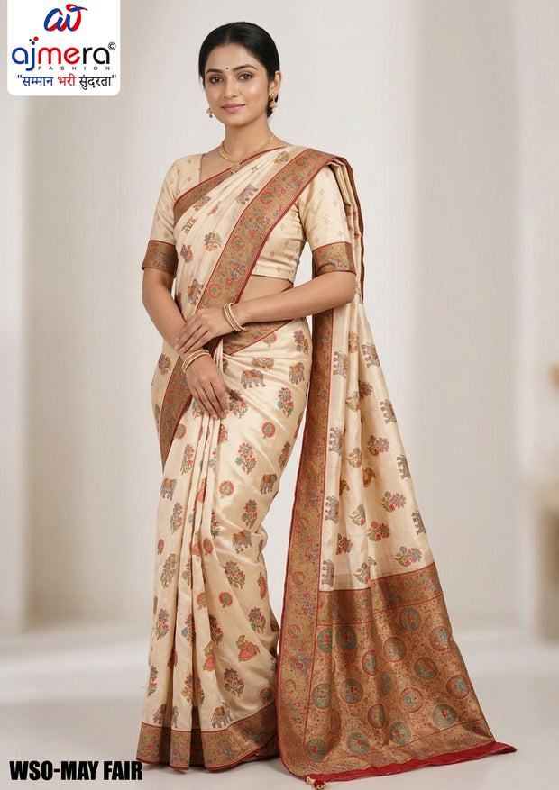 Silver Touch Jacquard Silk Saree With Blouse Piece | WSO-MAY FAIR