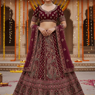 Velvet Embroidery Lehenga Choli Manufacturer Supplier Exporter|AFN-617