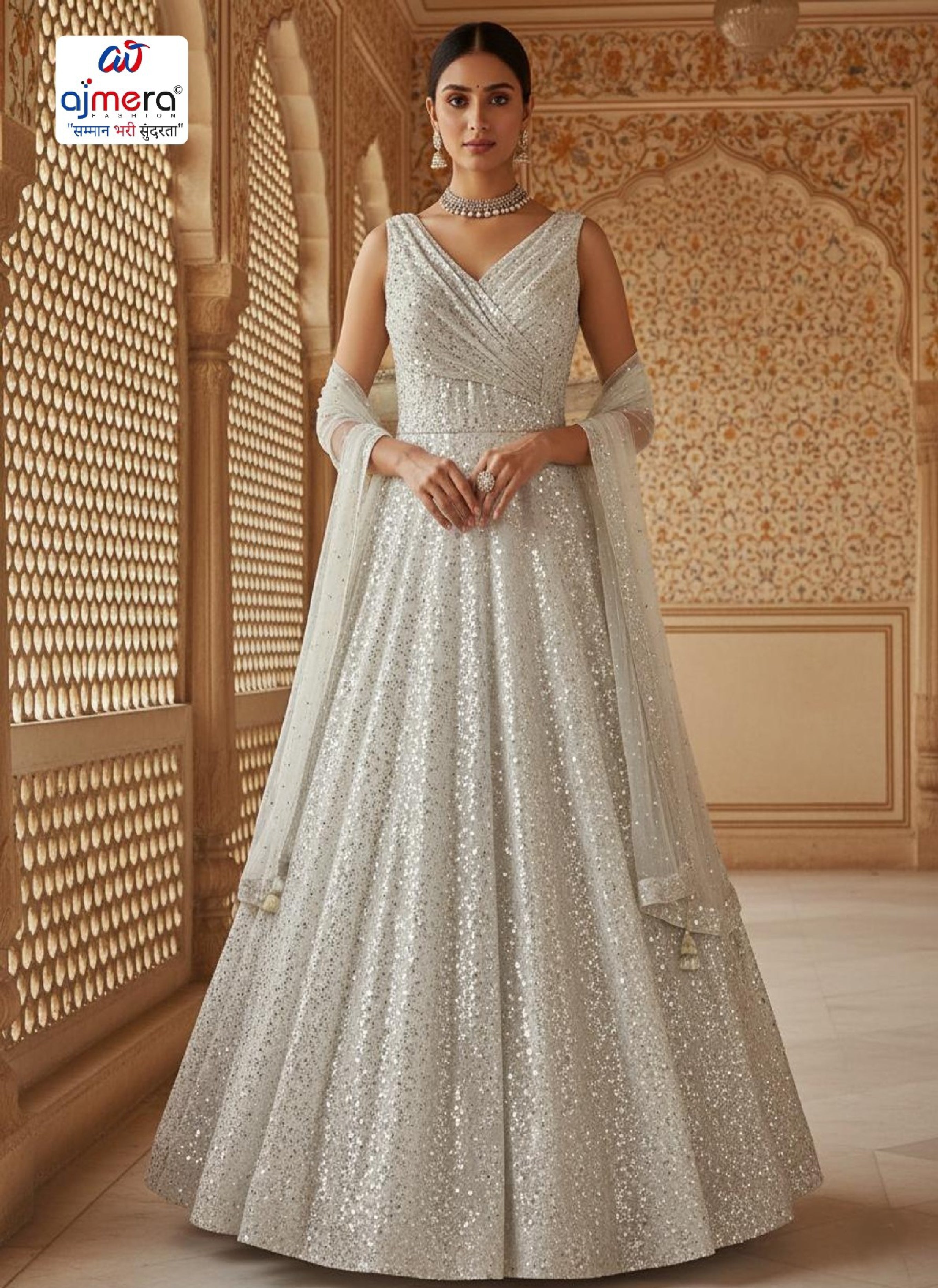 Elegant Net Designer Party Wear Gown for Women | YVD-YSC1029P