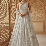 Elegant Net Designer Party Wear Gown for Women | YVD-YSC1029P