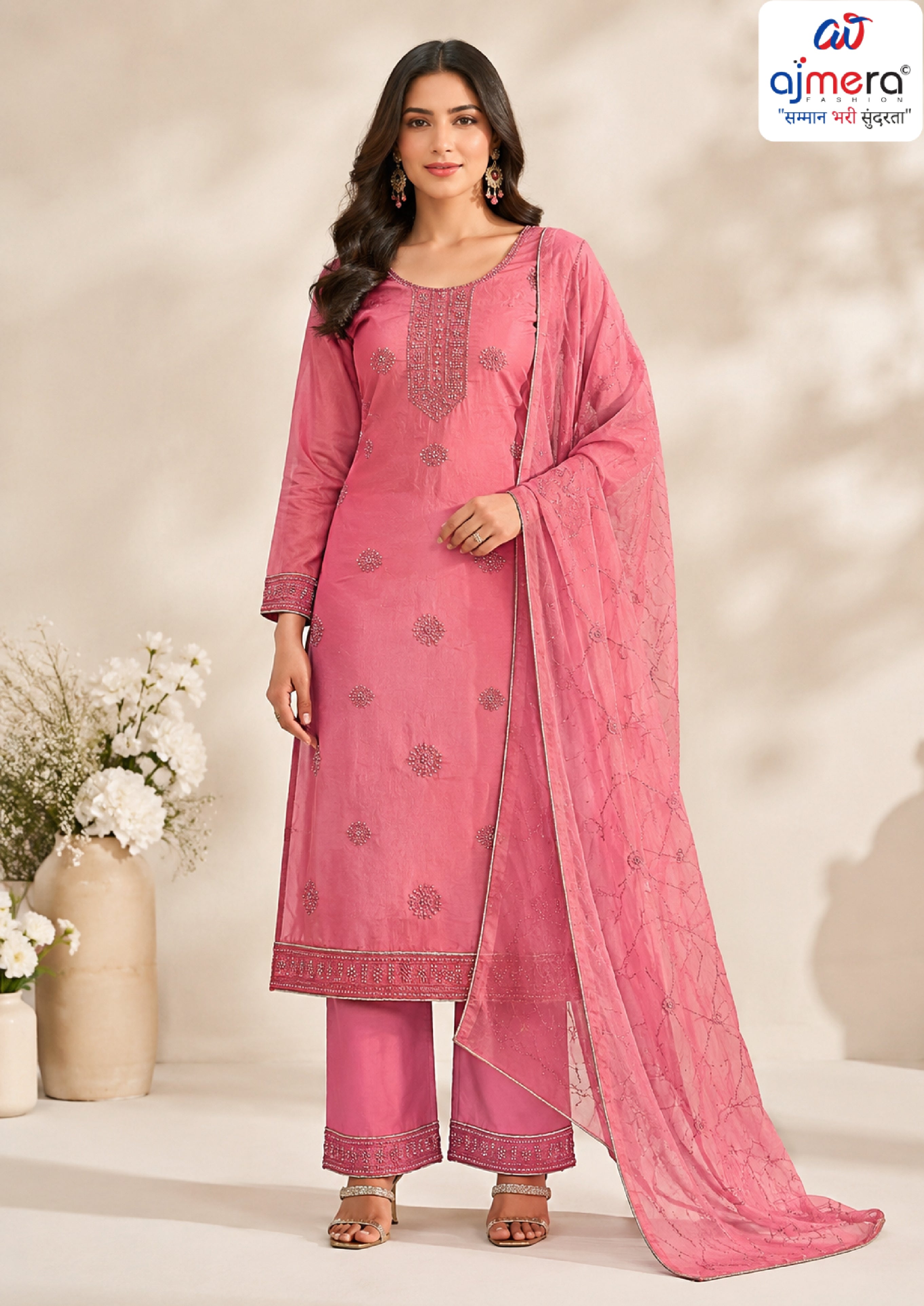 Premium Mal Chanderi Unstitched Suit Set | VAA-BONDING