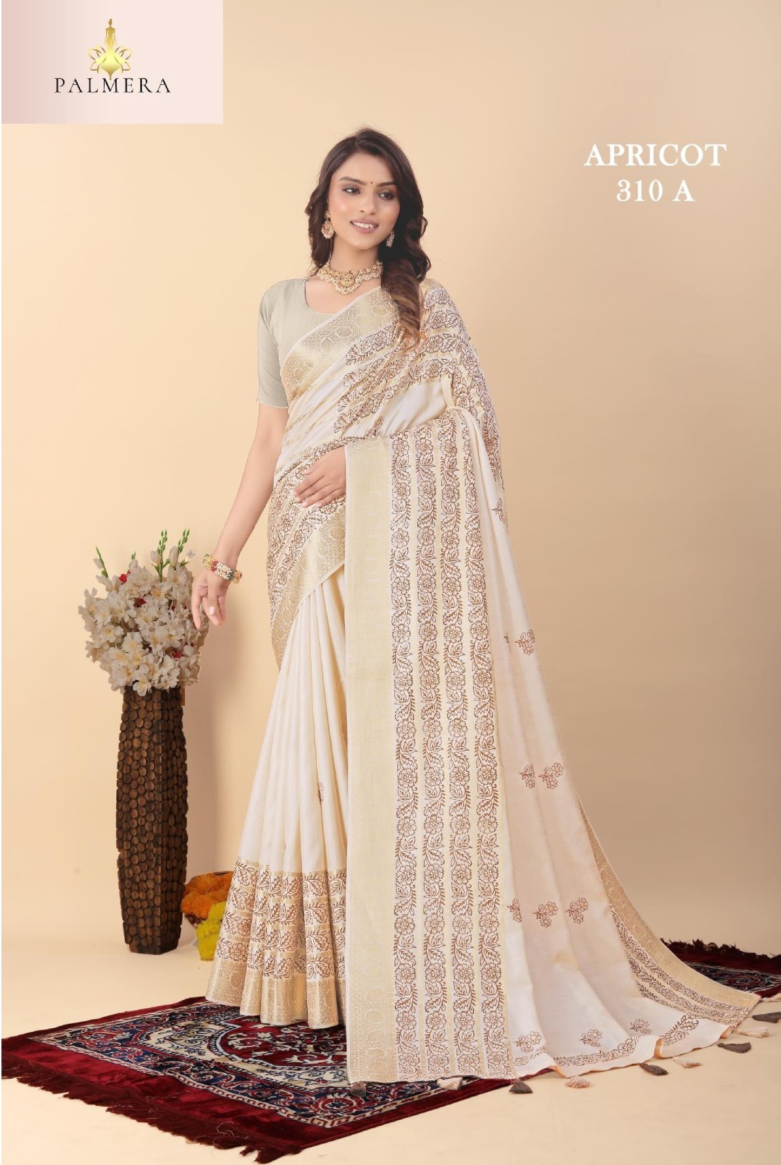 Apricot Linen Saree with Blouse for Premium Ethnic and Designer Wear | ALL-APRICOT-310