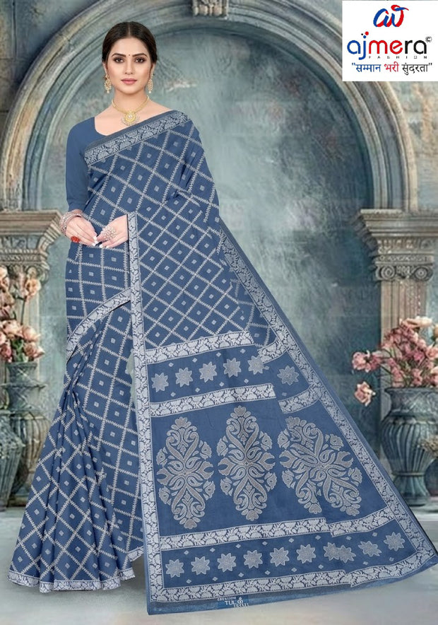 Soft Cotton Saree with Blouse Piece for Premium Ethnic and Traditional Wear | TLS-LUCKNOW COTTON WITH BP