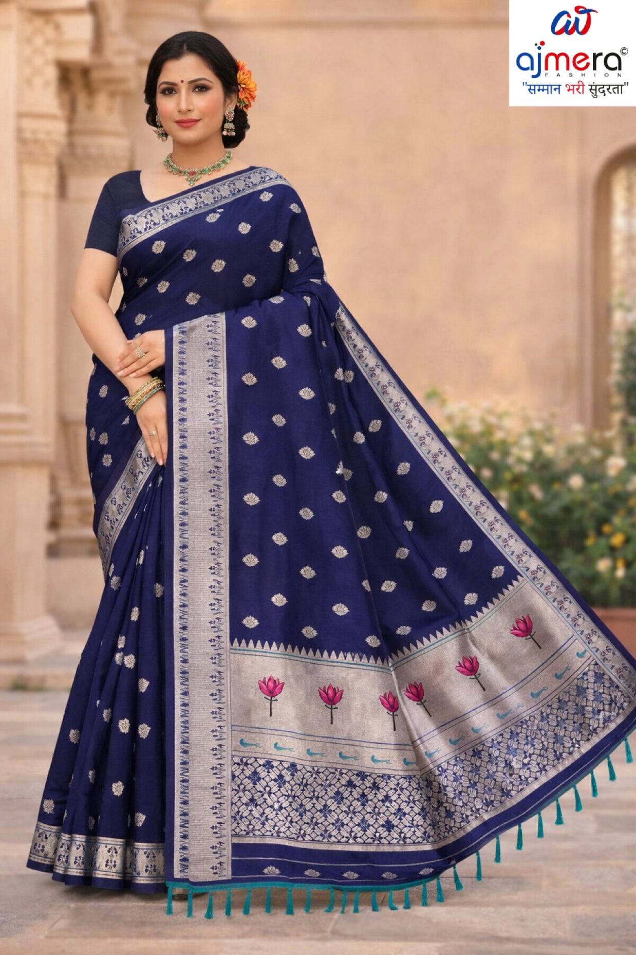 Jacquard Rapier Silk Matching Saree With Blouse Piece | DS-PAITHANI SILK