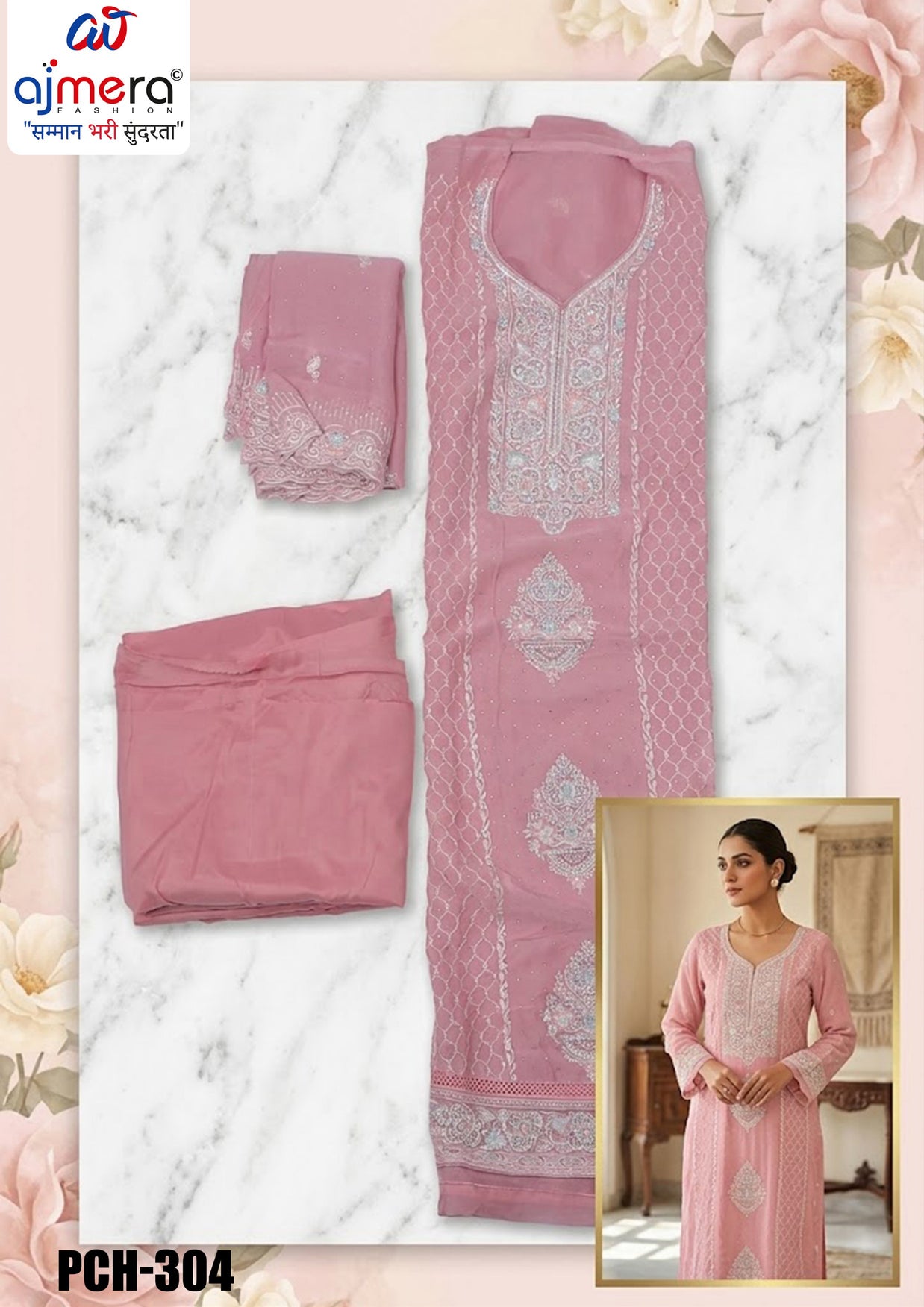 Premium Chiffon Unstitched Suit Set | PCH-304