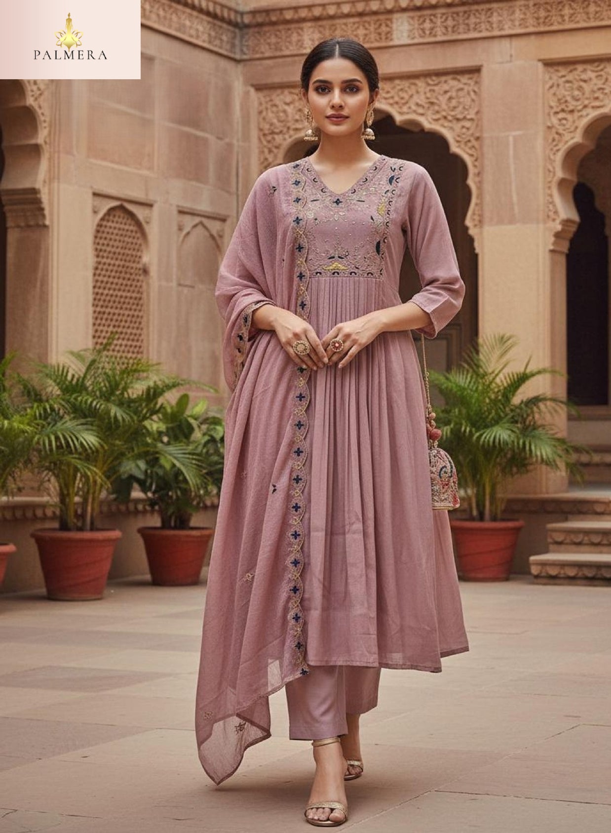 Graceful Designer Palmera Ethnic Kurti Set for Women | MIK-305C