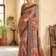 Premium Printed Saree with Matching Blouse Piece for Ethnic Elegance  | SVS-FOSTTA