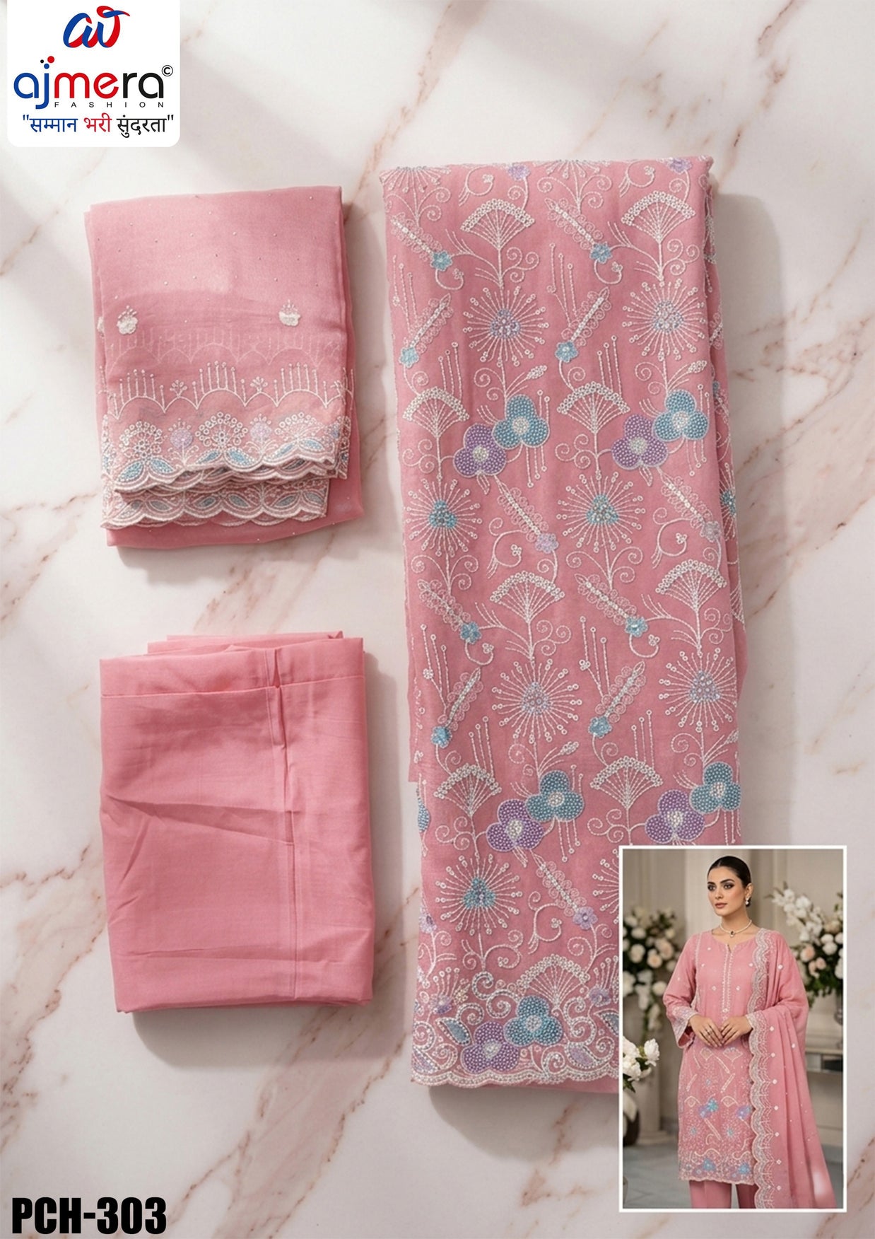 Designer Crunchi Unstitched Suit Set | PCH-303