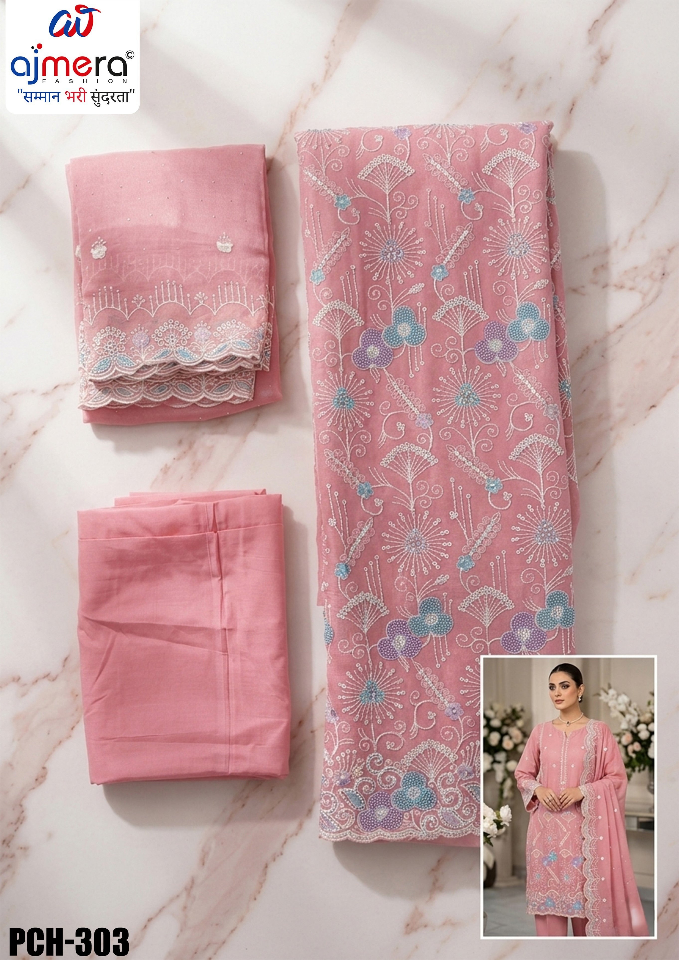 Designer Crunchi Unstitched Suit Set | PCH-303
