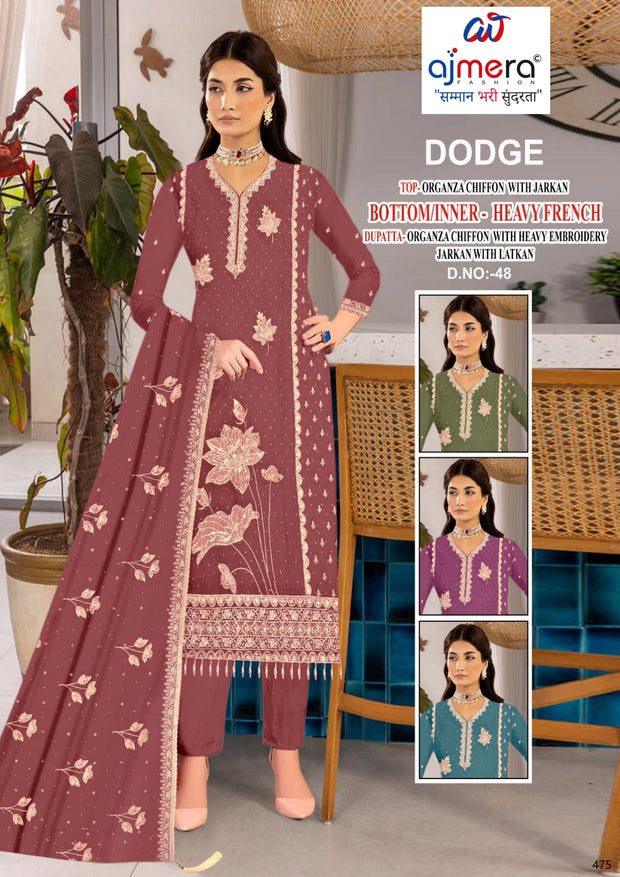 Designer Chiffon Unstitched Suit Set | PCH-DODGE