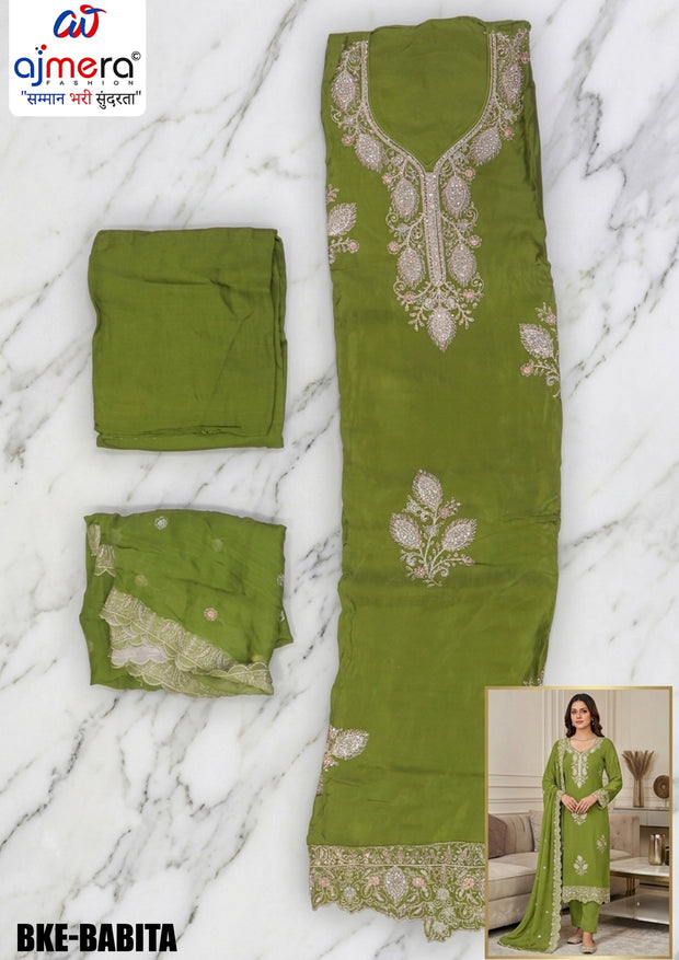 Premium Glass Organza Unstitched Suit Set | BKE-BABITA