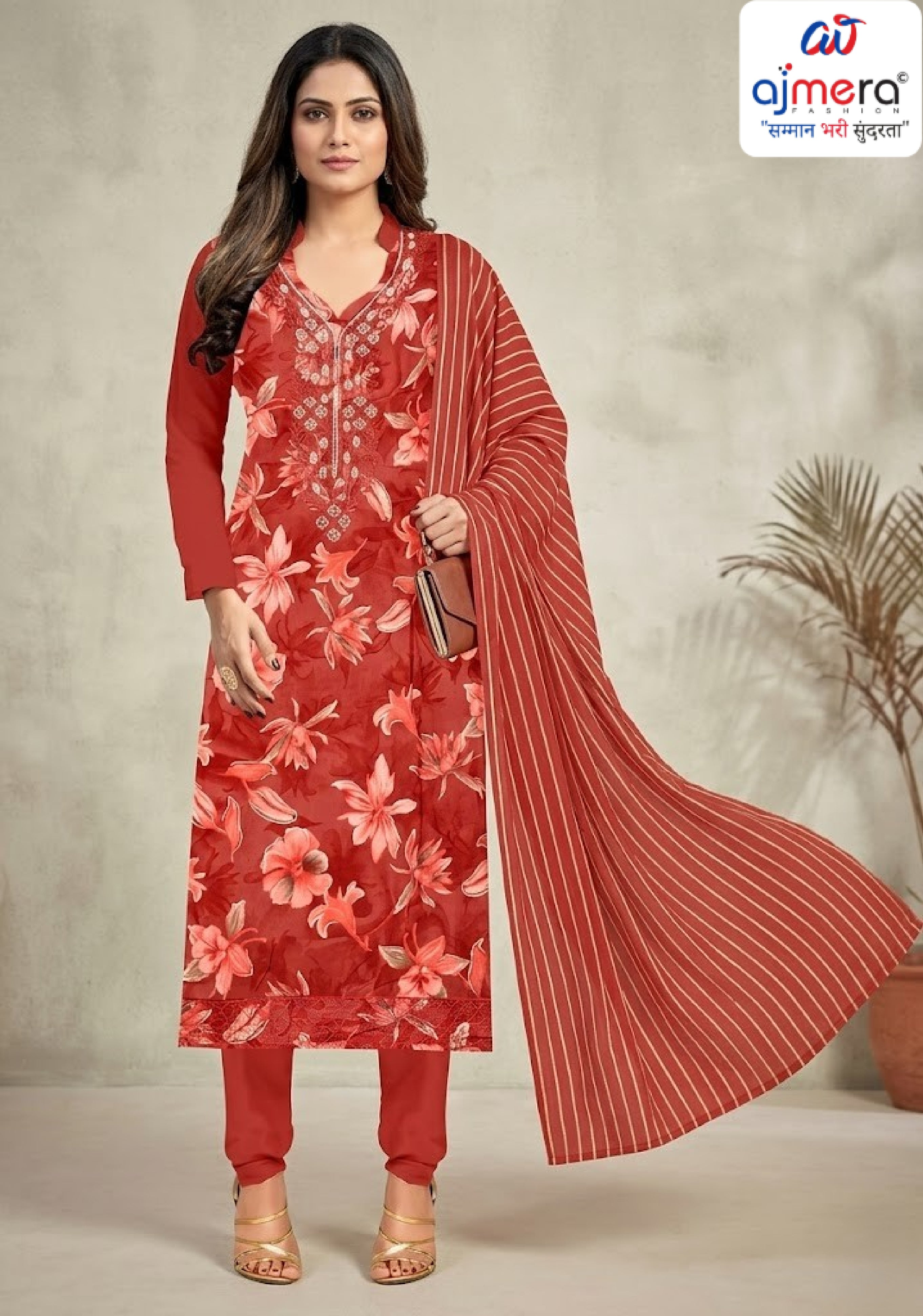 Printed Rayon Unstitched Suit Material | MJI-COLD COFFEE