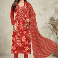 Printed Rayon Unstitched Suit Material | MJI-COLD COFFEE