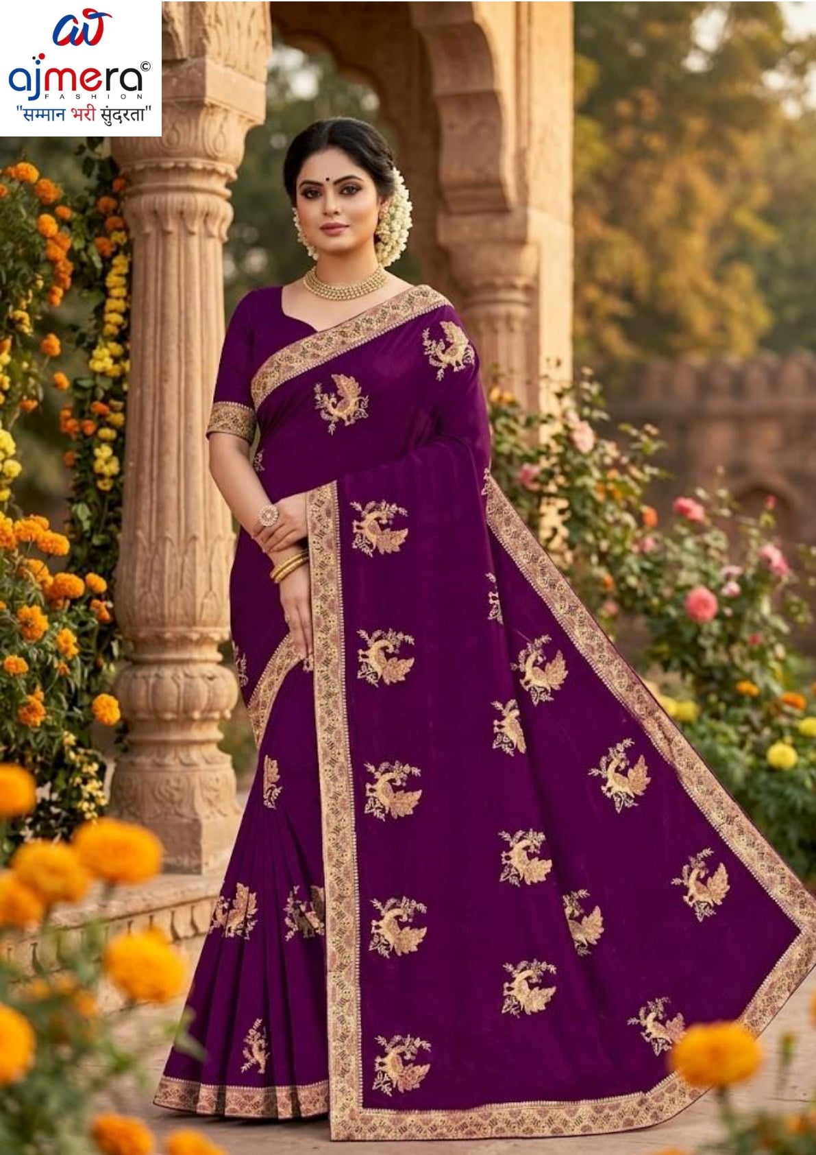 Satin Dyed Matching Saree with Blouse Piece for Premium Ethnic and Traditional Wear | VKM-APPLE
