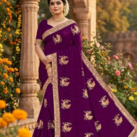 Satin Dyed Matching Saree with Blouse Piece for Premium Ethnic and Traditional Wear | VKM-APPLE