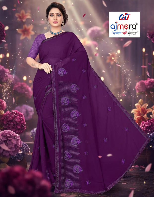 Fancy Lycra Matching Saree with Blouse Piece for Premium Ethnic and Traditional Wear | VKM-HOLIKA