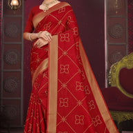 Designer Cotton Saree with Without Blouse for Premium Ethnic and Traditional Wear | MSS-SHIV JAYPOUR BANDHEJ RED