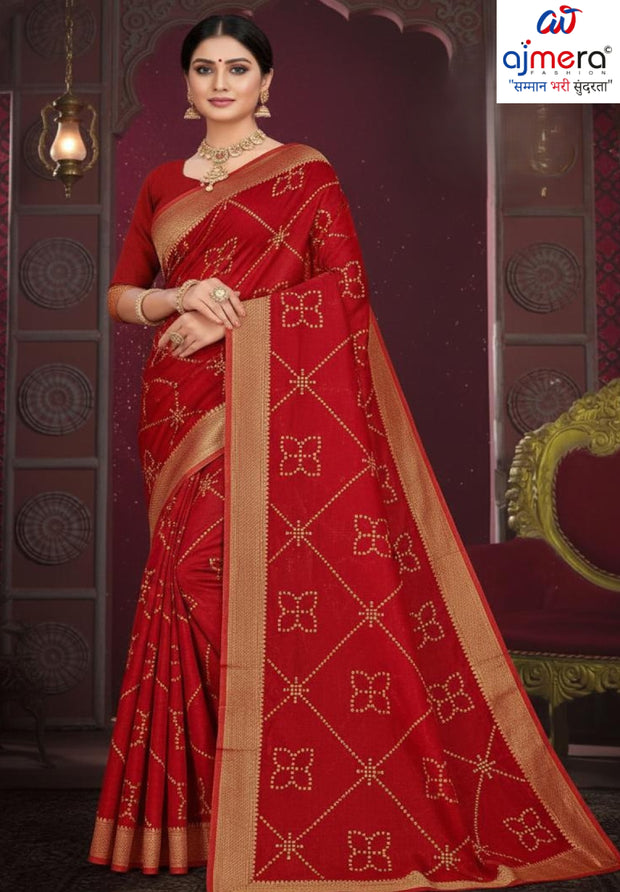 Designer Cotton Saree with Without Blouse for Premium Ethnic and Traditional Wear | MSS-SHIV JAYPOUR BANDHEJ RED