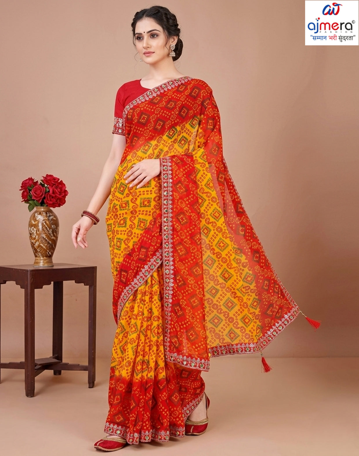 Elegant Printed Saree with Designer Blouse Piece for Festive Wear | JS-KESAR