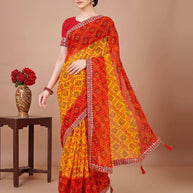 Elegant Printed Saree with Designer Blouse Piece for Festive Wear | JS-KESAR