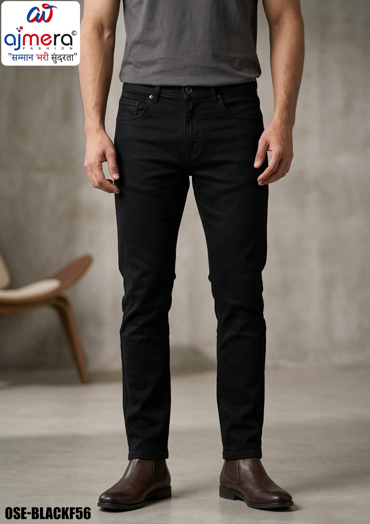 Premium Men's Black Jeans for Casual & Everyday Wear | OSE-BLACKF56