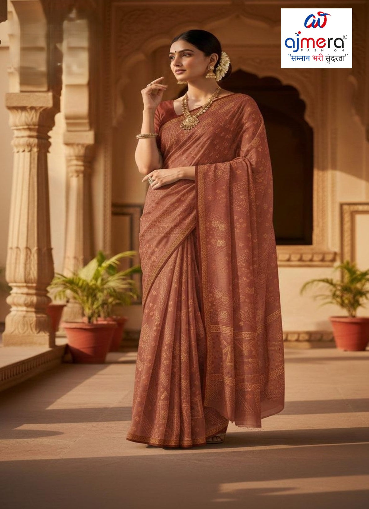 Stylish Printed Saree without Blouse for Traditional Celebrations | SSR-NORA