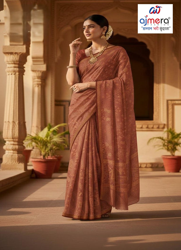 Stylish Printed Saree without Blouse for Traditional Celebrations | SSR-NORA