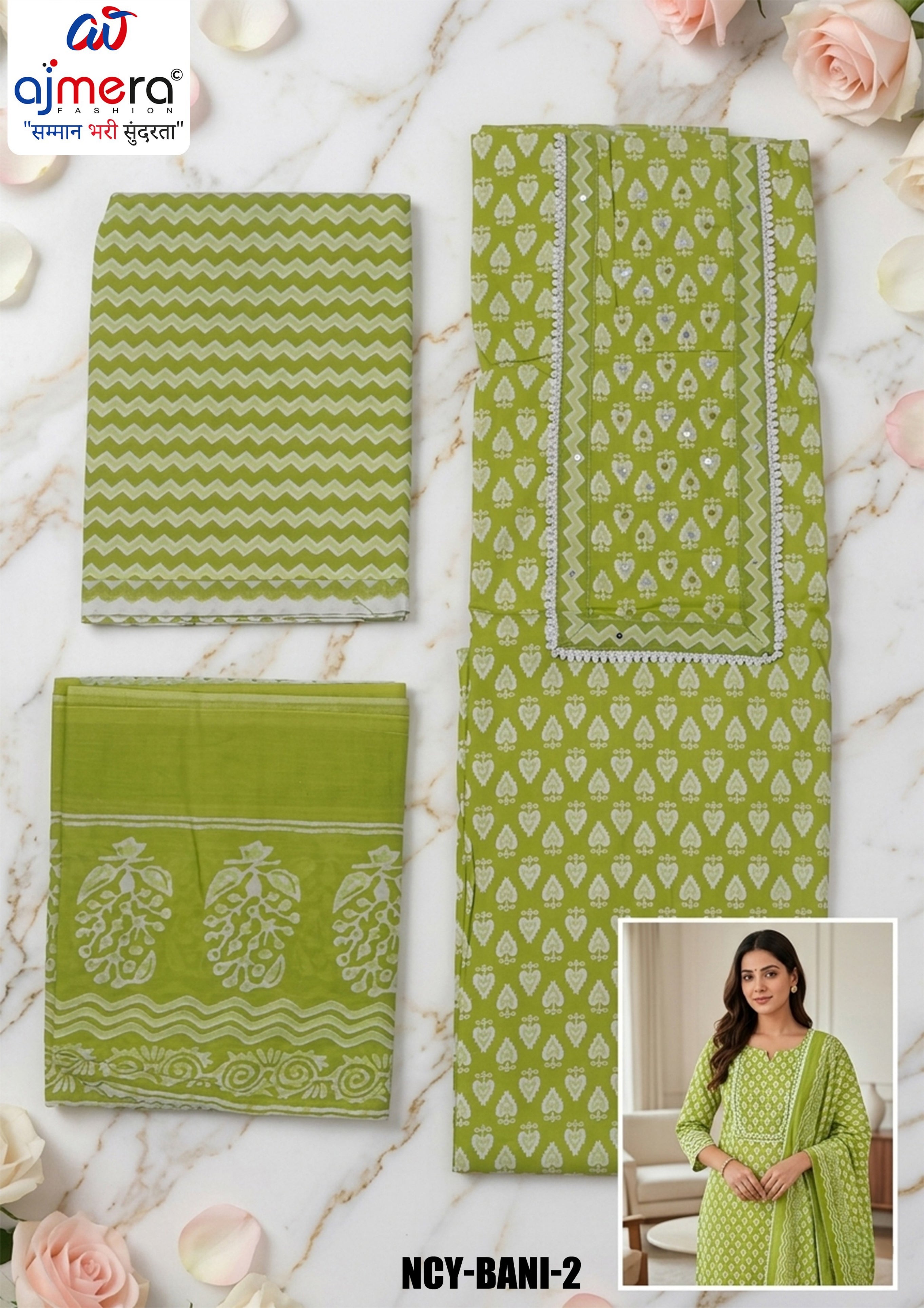Premium Cotton Unstitched Suit Set | NCY-BANI-2