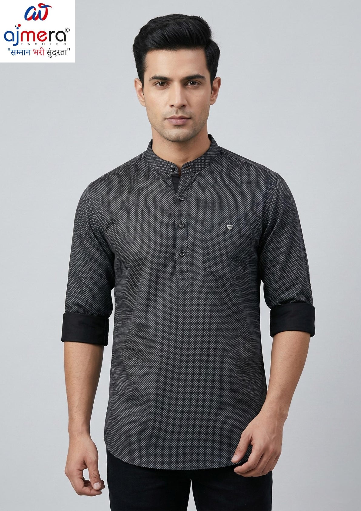 Mens Kurta Manufacturer India | AGM-SILKY SATIN PRINT-A