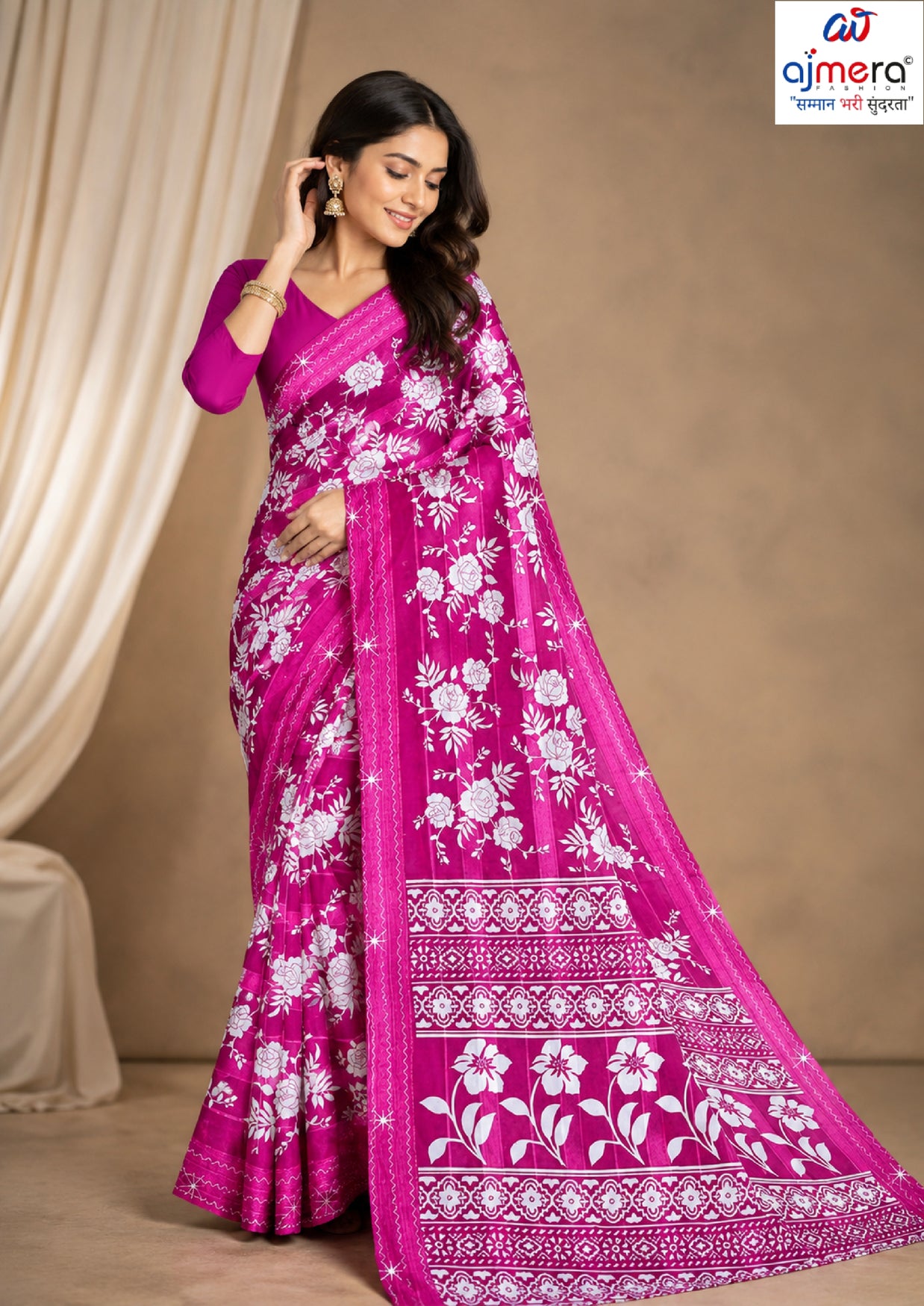 Exclusive Printed Saree with Blouse Piece for Elegant Ethnic Look  | CAS-FRESH FLOWER