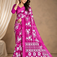 Exclusive Printed Saree with Blouse Piece for Elegant Ethnic Look  | CAS-FRESH FLOWER
