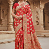 Designer Jacquard Silk Saree with Blouse Piece for Traditional Occasions | SBV-SS-5-2373