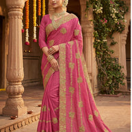 Chiffon Chinon Dyed Matching Saree with Blouse Piece for Premium Ethnic and Traditional Wear | PHL-BLUE WATER