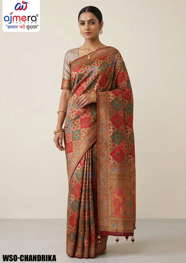 Festive Wear Jacquard Silk Saree With Blouse Piece | WSO-CHANDRIKA