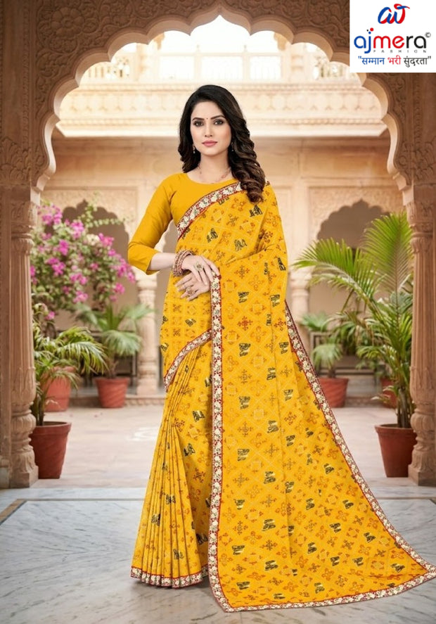 Chiffon Print Loose Saree with Blouse for Premium Ethnic and Traditional Wear | TD-SWEET LADY