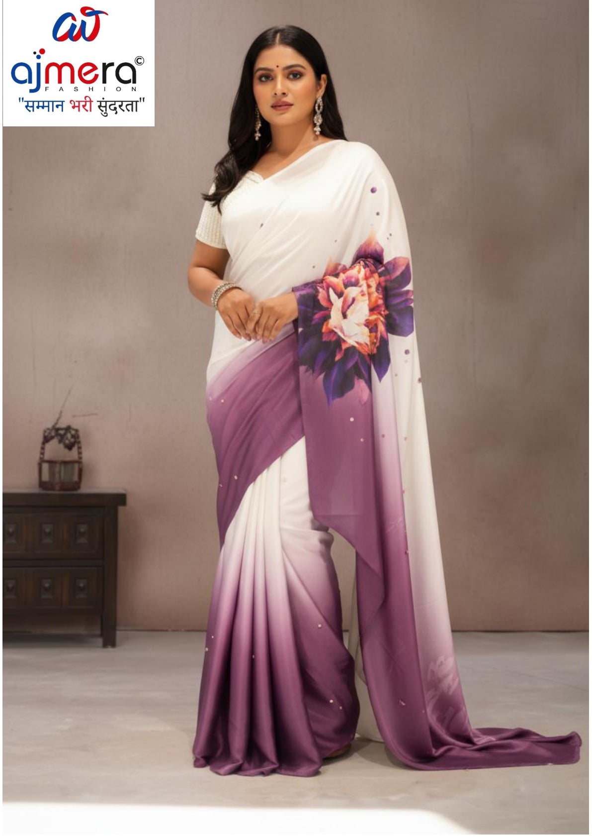 Chinon Print Loose Saree with Blouse for Premium Ethnic and Traditional Wear | YDP-MAHARANI