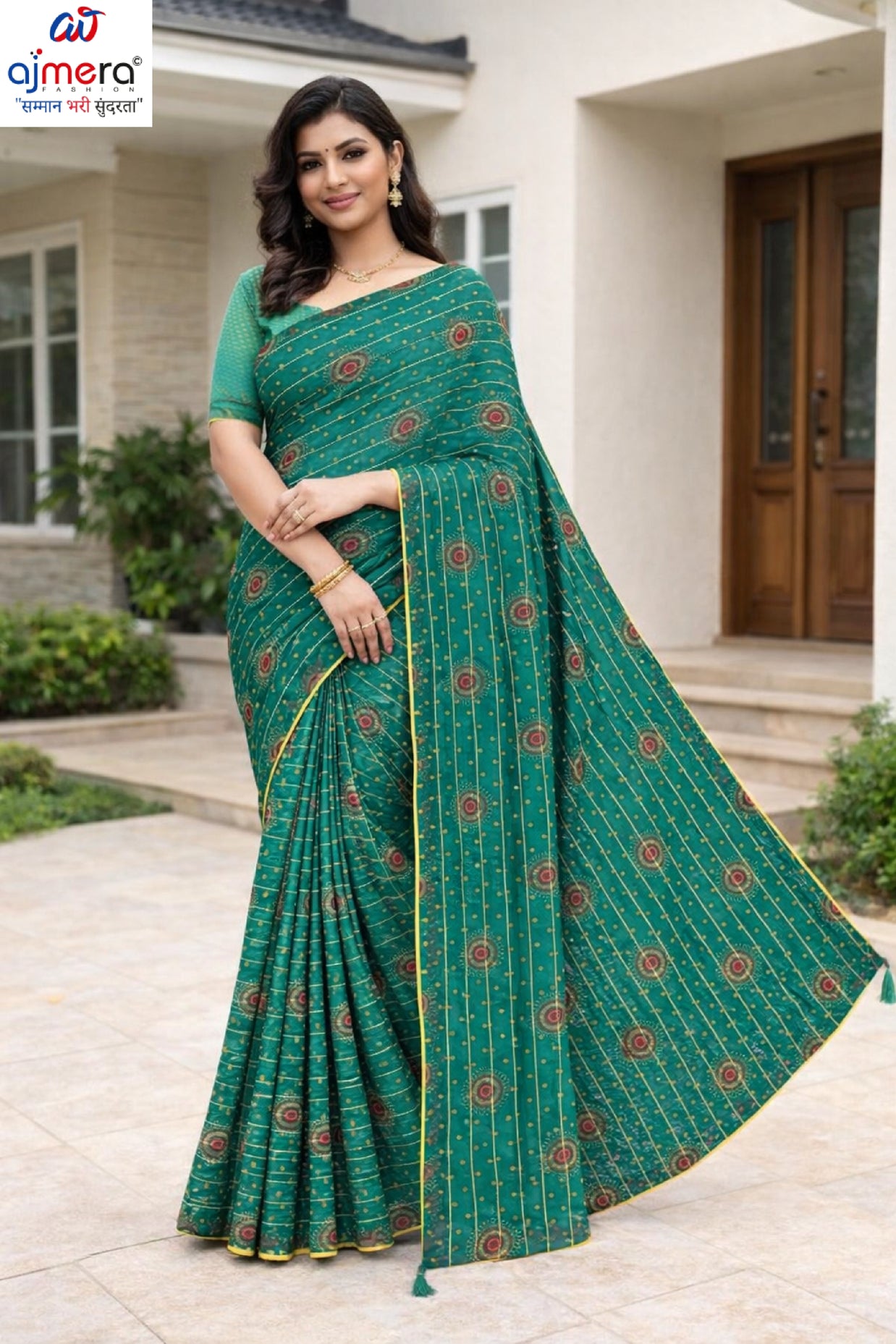 Party Wear Dyed Matching Saree with Blouse Piece for Premium Ethnic and Traditional Wear | RAL-MEESHO