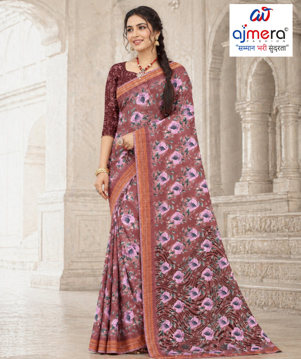 Beautiful Printed Saree with Blouse Piece for Cultural Celebrations  | GLC-ASHIRWAD
