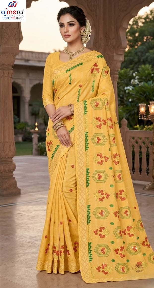 Fancy Cotton Saree with Without Blouse for Premium Ethnic and Traditional Wear | PJA-CHAM CHAM