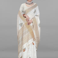 Apricot Linen Saree with Blouse for Premium Ethnic and Designer Wear | ALL-APRICOT-290