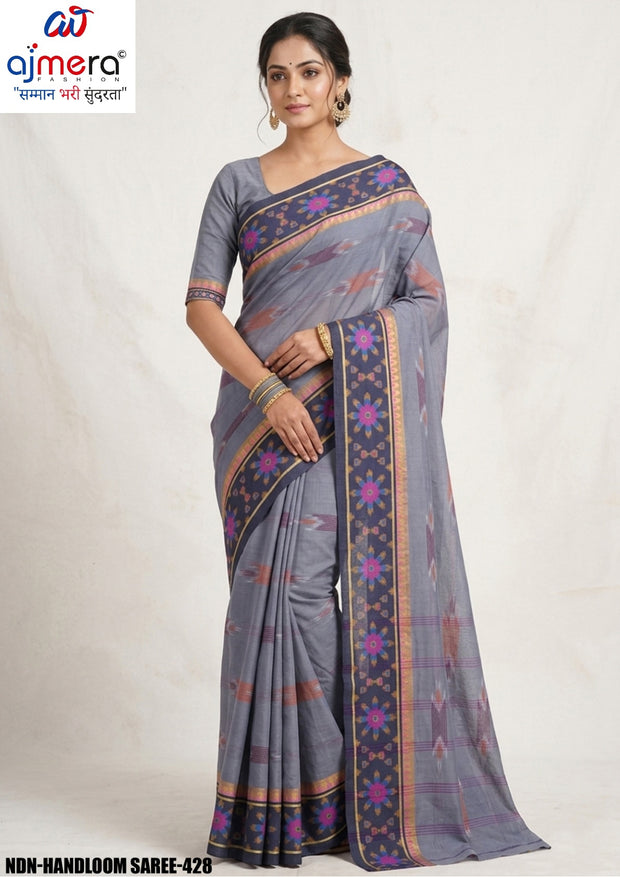 Handloom Cotton Saree with Without Blouse for Premium Ethnic and Traditional Wear | NDN-HANDLOOM SAREE-428